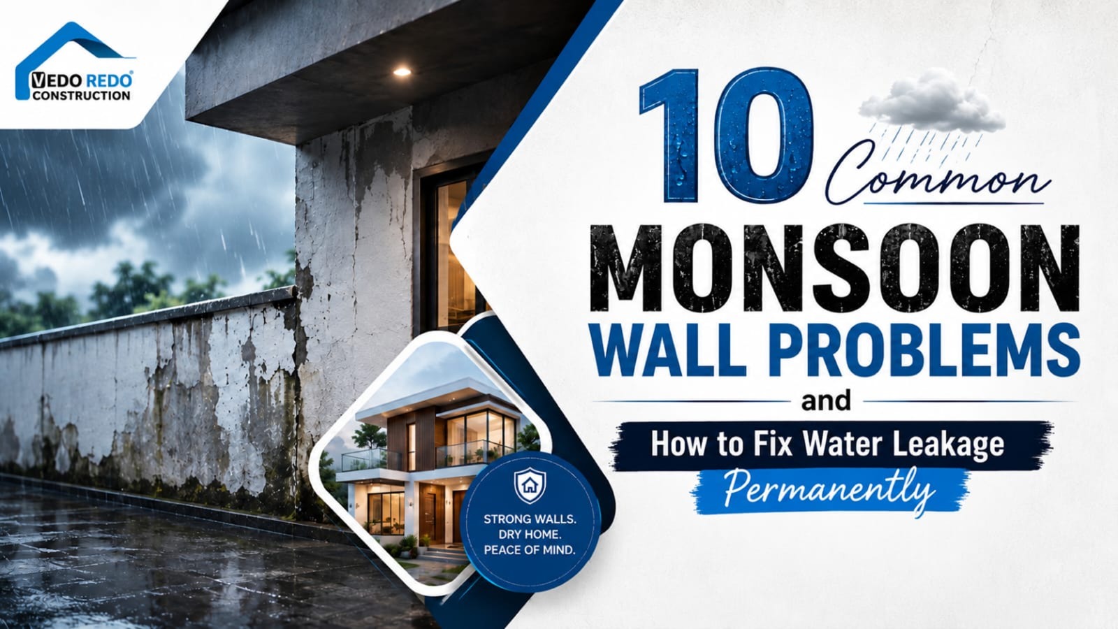 10 Common Monsoon Wall Problems and How to Fix Water Leakage Permanently | Vedo Redo